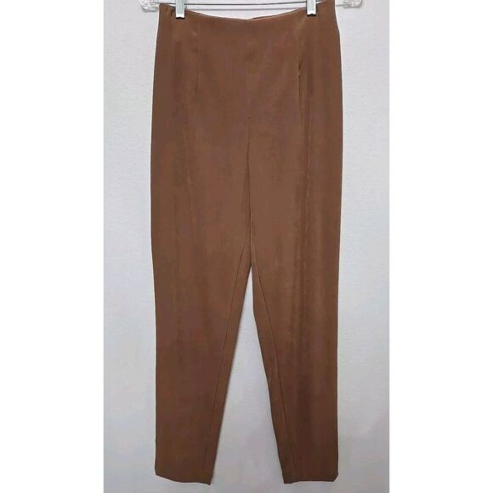 Cache Brown Faux Suede Stretch Back Zip Pants Size 4‎